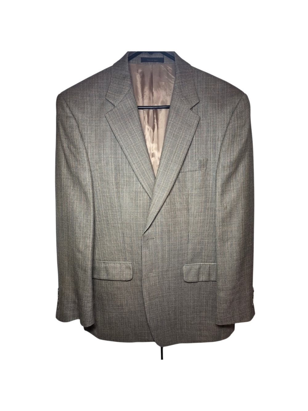Chaps Men's Silk Wool Blend Houndstooth Sport Coat Blazer Jacket Tan Beige 40R